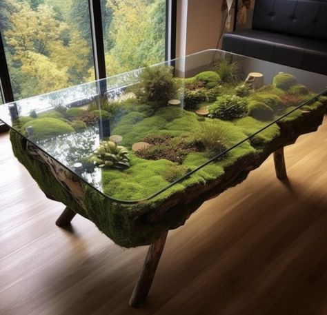 Houseplant Hobbyist on Twitter: "Moss table 🌿 https://t.co/oDc430YnVh" / Twitter Terrarium Table, Moss Table, Drawing Room Furniture, Fish Tank Terrarium, Labyrinth Design, Indoor Water Garden, Terrarium Ideas, Beautiful Terrariums, Construction Logo Design