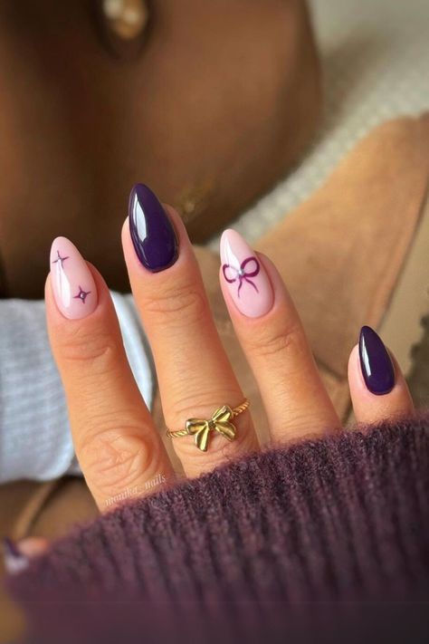 30 Purple Winter Nail Ideas You’ll Wish You Tried Sooner Winter French Tip Nails, November Nails Fall, Festive Holiday Nails, Nails Thanksgiving, Winter Nail Ideas, Skincare Favorites, January Nails, November Nails, Nails Christmas