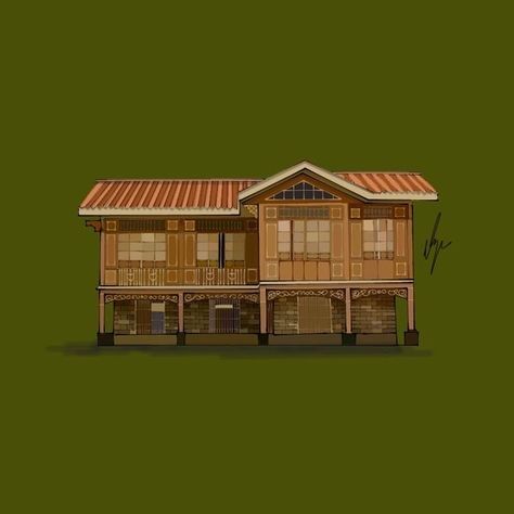 Filipino Architecture Old Houses, Philippine Traditional House, Minecraft Filipino House, Philippine Architecture Drawing, Sinaunang Bahay, Old Philippine Houses, Minecraft Philippines, Filipino Old House, Traditional Filipino Architecture