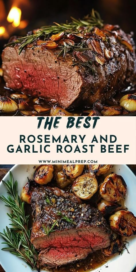 This roast beef is seasoned with fresh rosemary, garlic, and olive oil, creating a tender, juicy centerpiece perfect for holidays or family dinners. Easy Roast Dinner, Christmas Beef Roast Recipes, Things To Do With Roast, Christmas Dinner Roast Beef, Roast Beef Dinner Menu Ideas, Oven Roast Beef Recipes, Roast Christmas Dinner, Christmas Dinner Roast, English Roast Dinner