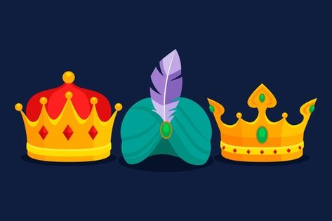 Ilustración de coronas de reyes magos pl... | Free Vector #Freepik #freevector #evento #religion #ilustracion #diseno-flat Puerto Rico Art, Paper Crowns, Three Wise Men, Bible Activities, Small Christmas Trees, Christmas Card Design, Christmas Ornaments To Make, Felt Toys, Xmas Decorations