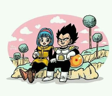 Bulma and Vegeta on Namek Bulma And Vegeta, Dragon Z, Vegeta And Bulma, Dragon Ball Painting, Dragon Ball Super Wallpapers, Anime Dragon Ball Goku, Cartoon World, Shadow Art, Dragon Balls