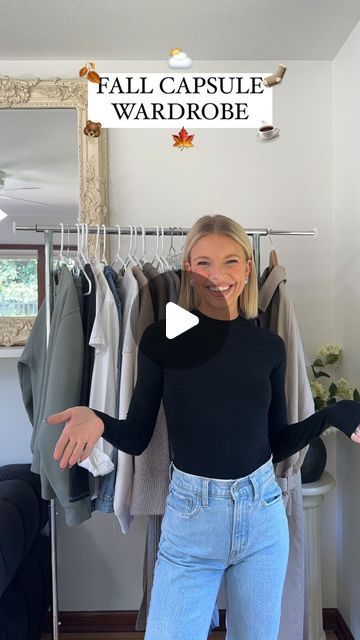 Chandler DeHart on Instagram: "FALL CAPSULE WARDROBE 🍂⛅️🧦🍁🐻 Styling all of this up so many different ways in my next video! Comment SHOP below to receive a DM with the links to these pieces! https://liketk.it/4Q9cj" Tan Long Sleeve Shirt Outfits, 15 Degrees Outfit, Fall Capsule Wardrobe Outfits, Fall Sunday Outfits, Outfit Fall 2024, Saturday Shopping Outfit, Chandler Dehart, Colorful Capsule Wardrobe, Degree Outfit