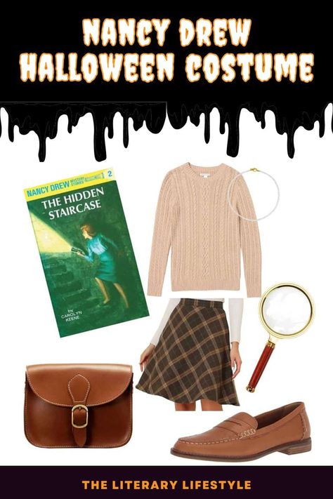 Nancy Drew Costume Ideas for an Easy DIY Outfit Nancy Drew Halloween Costume, Nancy Drew Outfits, Rory Gilmore Books, Nancy Drew Costume, Literary Costumes, Detective Costume, Detective Outfit, School Costume, Celebrity Books