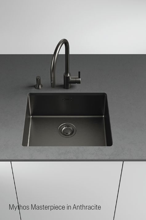 Create bespoke looks with our premium Mythos Masterpiece Collection. Vogue finishes of Anthracite, Copper and Gold are available. Sinks feature Franke’s new exclusive F-Inox Technology which ensures an exceptionally hardwearing and long-lasting finish. The collection comprises three single bowl sink models offering the flexibility for flushmount / slimtop or undermount installation and can be beautifully paired with a selection of coordinating metallic PVD taps and soap dispensers. Sink Models, Nordic Farmhouse, Franke Sink, Single Bowl Sink, Soap Dispensers, Bowl Sink, Kitchen Sinks, Undermount Sink, Sink In