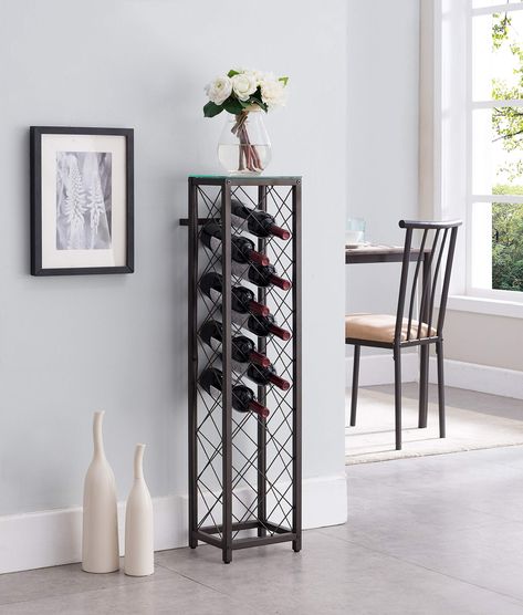 Metal Wine Rack Ideas, Bar Cart Corner, Free Standing Wine Rack, Corner Wine Rack, Standing Wine Rack, Wine Rack Shelf, Wine Organization, Wine Bottle Storage, Metal Wine Rack