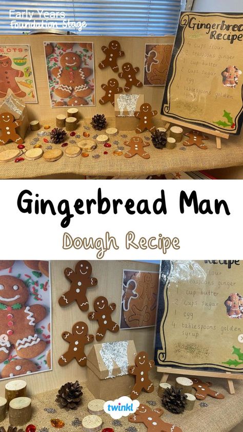 Click on the pin for a great gingerbread dough recipe - let the children make their own gingerbread men this christmas. Special thanks to @eyfswonder Gingerbread Provocation, Gingerbread Eyfs Activities, Gingerbread Man Eyfs Activities, Gingerbread Man Eyfs, Gingerbread Cloud Dough, Gingerbread Dough Recipe, Christmas Eyfs, Cloud Dough Recipe, Cloud Dough Recipes