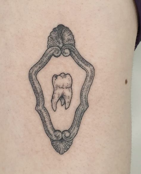 Tooth Tattoo, Funky Tattoos, Skin Drawing, Hand Poked Tattoo, Poke Tattoo, Dope Tattoos, Simplistic Tattoos, Tattoo Placement, Skin Art