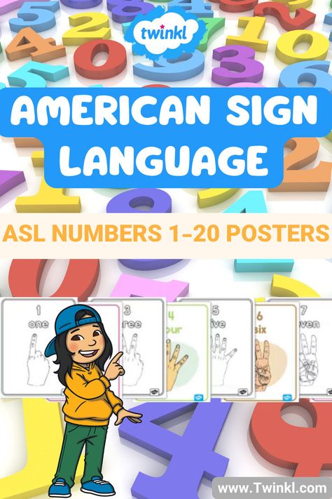 Numbers in the background with child pointing to the resource Asl Numbers, American Sign Language, Activity For Kids, Teach Kids, Sign Language, The Classroom, For Kids