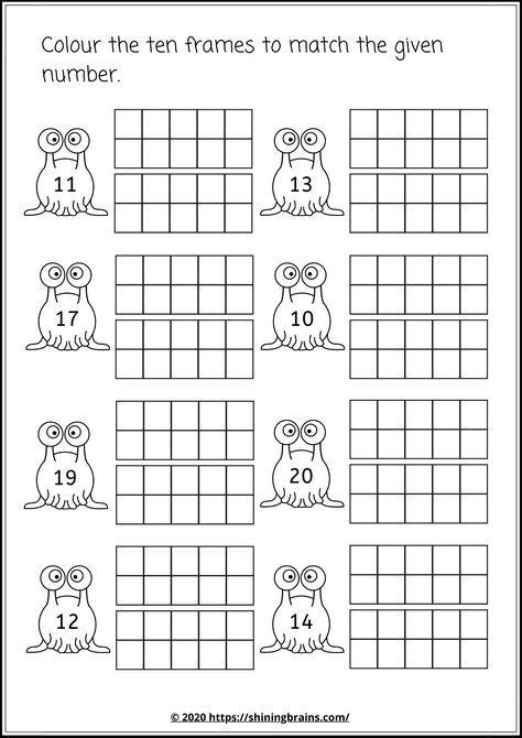 Numbers 16-20 Worksheets, Ten Frame Worksheet, 1-20 Worksheet, Numbers 1 20 Worksheets Free Printable, Tracing Numbers 1-20 Worksheet, Kindergarten Math Sheets, Numbers Preschool Printables, Preschool Homework, Ten Frames Kindergarten