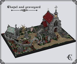 Chapel and graveyard | by Corvus Auriac MOCs Graveyard Architecture, Old Graveyard Aesthetic, Old Graveyard, Spaceship Graveyard, Goths In Graveyards, Ancient Tomb, Sacred Stones, Angel Statues, Graveyard