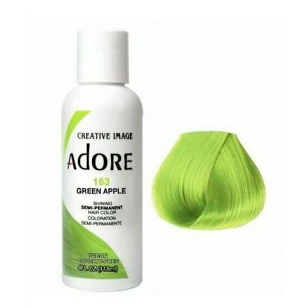 Creative Images Systems Adore Semi-Permanent Hair Color [#163 GREEN APPLE] * BEAUTY TALK LA * Adore Hair Dye, Apple Hair, Light Ash Brown, Semi Permanent Hair Dye, Hair Color Cream, Faded Hair, Semi Permanent Hair Color, Permanent Hair Dye, Permanent Hair Color