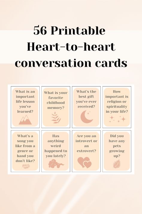 Conversation Cards For Couples, Conversation Cards For Adults, Conversation Card Game, Partner Activities, Friendship Printables, Friendship Couple, Deep Conversation Starters, Bestie Board, Couple Activities