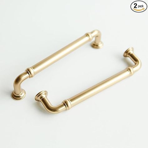 Lake & Loom | 2 Pack | Walden | Brushed Brass | Cabinet Pulls, Gold Cabinet Handles 5in (128mm), Kitchen Cabinet Handle, Gold Pulls, Dresser Drawer, Handles for Cabinets, Cabinet Hardware - Amazon.com Amazon Cabinet Hardware, Brushed Brass Cabinet, Brass Kitchen Hardware, Handles For Cabinets, Gold Pulls, Gold Cabinet Handles, Gold Cabinet Pulls, Dresser Drawer Handles, Gold Cabinet