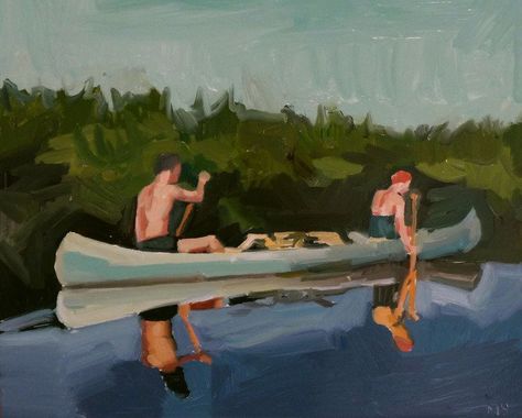 Painting Of Couple, Canoe Painting, Canoe Art, Unique Framing, Artfully Walls, Modern Gallery Wall, Modern Monochrome, Artist Wall, Personalized Wall Art