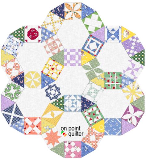 Jacks Chain Quilt with Dear Jane Blocks Jacks Chain Quilt, Paper Peicing Patterns, Hexie Quilts Patterns, Dear Jane Quilt, Quilt Blocks Easy, Electric Quilt, Hexie Quilt, Quilt Retreat, Scrappy Quilt Patterns