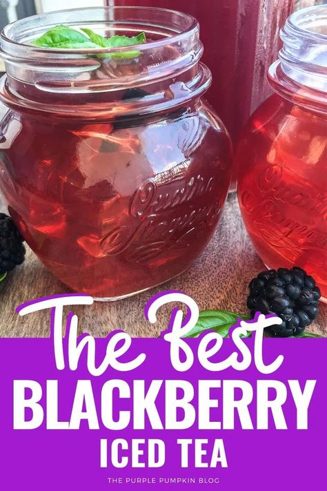 Blackberry Iced Tea, Flavored Tea Recipes, Blackberry Tea, Homemade Iced Tea, Sweet Tea Recipes, Iced Tea Recipe, Iced Drinks Recipes, Blackberry Syrup, Tea Drink Recipes