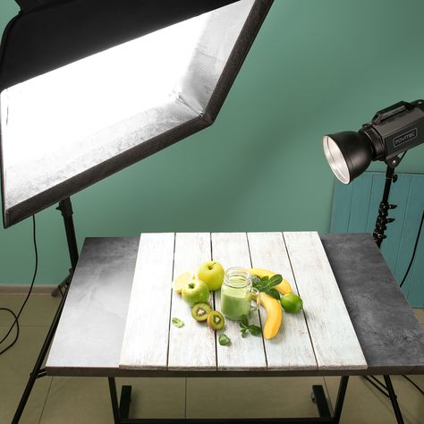 Food Photography Lighting Setup, Phone Photography Tutorials, Food Photography Studio, Food Photography Lighting, Softbox Lighting, Home Photo Studio, Food Photography Composition, Photography Studio Setup, Food Photography Background