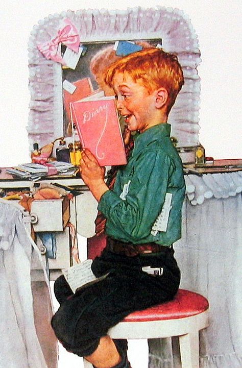 Norman Rockwell                                                                                                                                                      More Norman Rockwell Prints, Boy Reading, Norman Rockwell Art, Rockwell Paintings, Post Cover, Norman Rockwell Paintings, Saturday Evening Post, Evening Post, Art Ancien