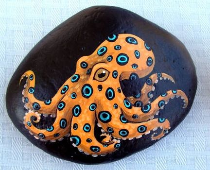 Octopus Painting, Blue Octopus, Painted Rock Animals, Stone Art Painting, Octopus Art, Painted Rocks Craft, Painted Rocks Diy, Painted Shells, Rock Painting Ideas Easy