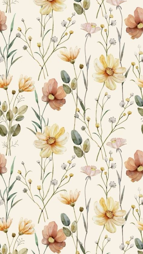 Wallpaper Printable Backgrounds, Yellow Flower Aesthetic Wallpaper, Fall Flower Wallpaper, Aesthetic Watercolor Wallpaper, Flower Pattern Aesthetic, Flower Print Wallpaper, Yellow Phone Wallpaper, Floral Wallpaper Aesthetic, Yellow Flowers Background