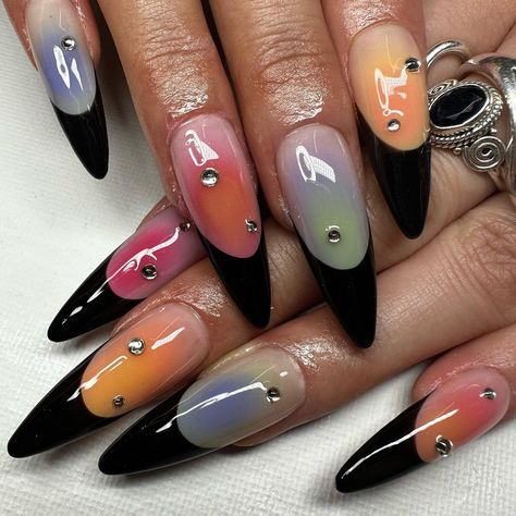 The Nails Edit • Instagram Weird Nail Ideas, Lexi Nails, Freestyle Nails, Punk Nails, Airbrush Nails, Anime Nails, Grunge Nails, Crazy Nails, Really Cute Nails