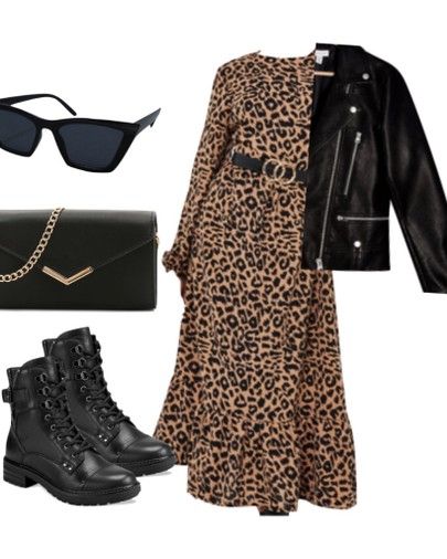 Leather Combat Boots Outfit, Leopard Dress Outfit Winter, Leopard Print Dress Outfit Winter, Cheetah Print Boots Outfit, Cheetah Jacket Outfit, Cheetah Print Dress Outfit, Animal Print Dress Outfit, Leopard Print Jacket Outfit, Leopard Print Dress Outfit