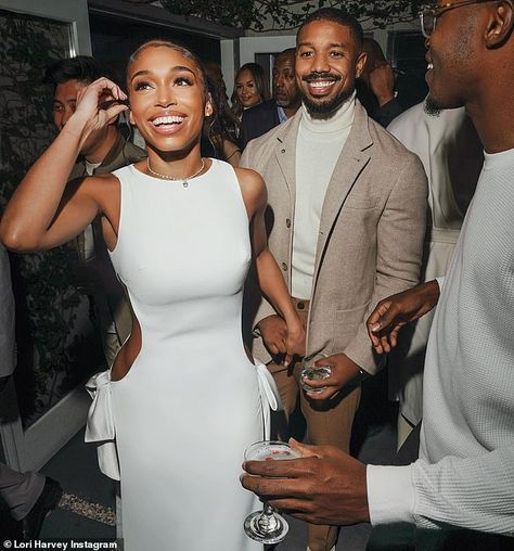 Lori Harvey, Michael B Jordan, Burberry Coat, Black Love Couples, Launch Event, Celebrity Couples, Black Love, White Formal Dress, Peplum Dress