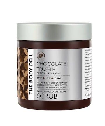 The Body Deli Chocolate Truffle Body Scrub, $38 Pumpkin Spice Body Scrub, Chocolate Body Scrub, Sea Salt Body Scrub, Salt Body Scrub, Macadamia Nut Oil, Face Scrub Homemade, Carrot Seed Oil, Chocolate Truffle, Organic Chocolate