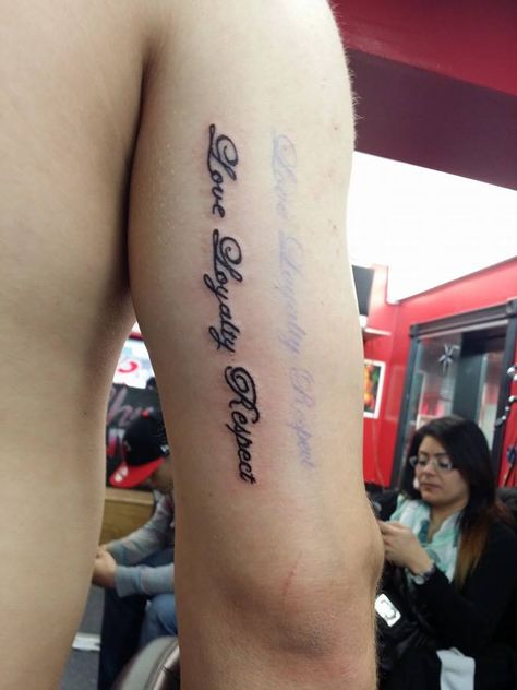 love loyalty respect tattoo by Star Bksfinestink.com Love Loyalty Respect Tattoo, Respect Tattoo, Respect Quotes, Tattoos And Piercings, Tattoo Quotes, Tatting, Piercings, Tattoo Designs, Tattoos