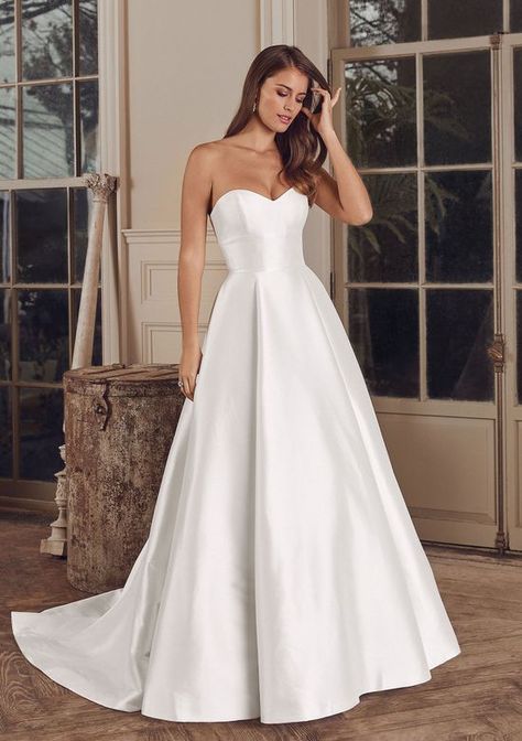 Justin Alexander - Style 88144: Clean Mikado Ball Gown with Pockets and Allover Lace Jacket Movie Core, Gown Couture, Mikado Wedding Dress, Plus Size Ball Gown, Debutante Dresses, Justin Alexander Bridal, Justin Alexander Wedding Dress, Sweetheart Neckline Dress, Justin Alexander