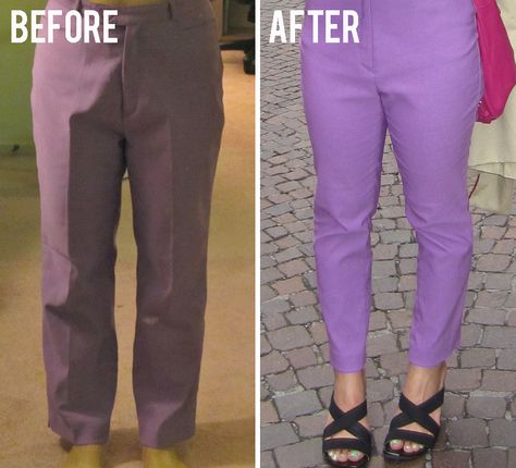 before and after diy skinny pants Flared Bottoms, Pants High Waisted, Berlin Fashion, Emo Kid, How To Make Clothes, Refashion Clothes, Tailored Pants, Cycling Outfit, The Trend