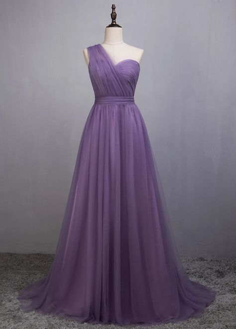 A-Line/Princess Tulle Sleeveless Bow(s) Bridesmaids Dresses – Angrila Bellas Wedding, Purple Bridesmaid Dress, Convertible Bridesmaid Dress, Princess Prom Dresses, Custom Bridesmaid Dress, Purple Bridesmaids, Dress With Pleats, Exclusive Dress, Tulle Prom Dress