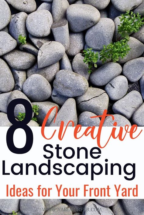 Low Water Landscaping Front Yard, Stone Landscaping Ideas, Yard Stones, Low Water Landscaping, Rockery Garden, Small Front Gardens, Landscaping With Large Rocks Front Yard, Gravel Landscaping, River Rock Landscaping