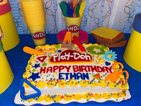 Playdough Theme Birthday Party, Play Doh Birthday Cake, Playdoh Birthday Theme, Playdough Themes, Playdough Cake, Kids Party Treats, Play Doh Party, Playdough Party, 9 Birthday