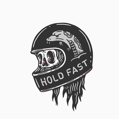 Hold fast. Motorcycle Tattoos, Biker Tattoos, Tiger Illustration, Hold Fast, Surfboard Design, Design Rules, Mascot Logo, Flash Art, Quirky Design