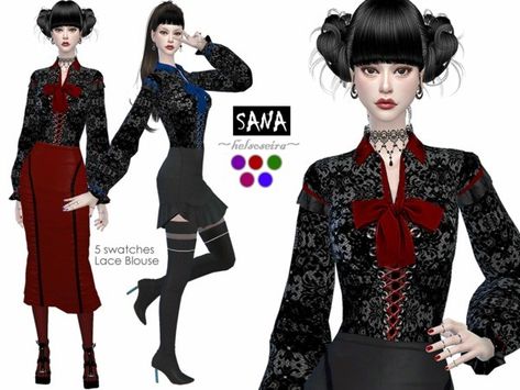 Sims 4 Cc Goth, Gothic Blouse, Lace Coat, Goth Shirt, Sims 4 Body Mods, Sims 4 Cc Folder, Sims 4 Dresses, Sims 4 Characters, Los Sims