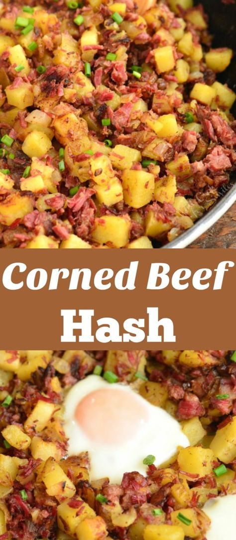 Corned Beef Hash. Tender corned beef, soft potatoes, and caramelized onions sauteed together until extra crispy. Add some eggs or leave it without if you wish. #cornedbeef #beef #potatoes #hashbrowns #hash Corned Beef Hash Breakfast, Corned Beef Leftovers, Corned Beef Hash Recipe, Homemade Corned Beef, Cooking Corned Beef, Corn Beef, Corned Beef Brisket, Hash Recipe, Corned Beef Recipes