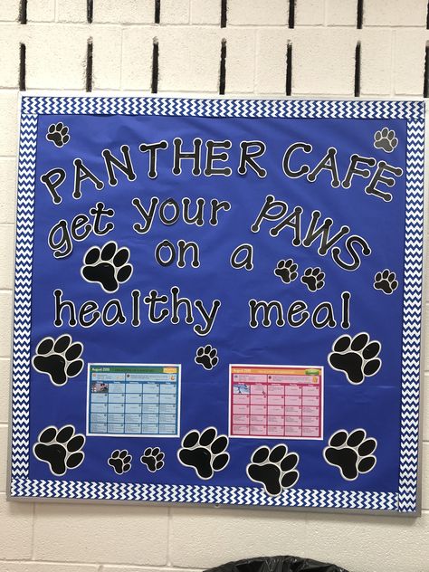 School Cafeteria Decorations Ideas, School Kitchen Bulletin Board Ideas, Cafeteria Bulletin Board Ideas, Lunch Boards, Bulletin Boards School, Kitchen Bulletin Boards, Cafeteria Decorations, School Cafeteria Decorations, Cafeteria Bulletin Boards