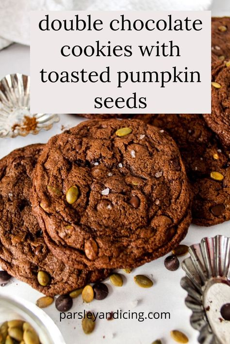 Pumpkin Seed Cookies, Homemade Pumpkin Seeds, Seed Cookies, Chocolate Chip Pecan Cookies, Icing Recipes, Pumpkin Seed Recipes, Double Chocolate Cookies, Toasted Pumpkin Seeds, Roasted Pumpkin Seeds