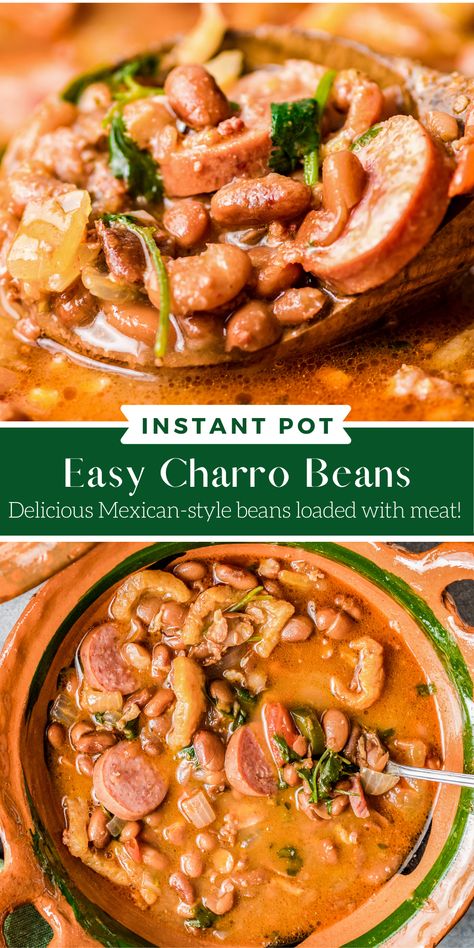 Instant Pot Charro Beans, Charro Beans, Beans And Sausage, Cowboy Beans, Mexican Side Dishes, Dry Beans, Best Bread Recipe, Beans Recipe, Easy Bread Recipes