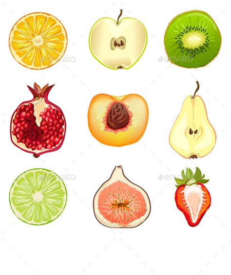 Fruits Berries Half Fruits Drawing, Different Fruits, Seamless Background, Vector Design, Vector Illustration, Fruit, Drawings, Quick Saves, Design