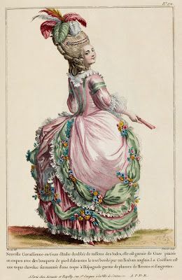 EKDuncan - My Fanciful Muse: 1780 Ladies Fashion Plate with Two Different Looks 1780s Fashion, Georgian Fashion, Antique Room, Rococo Fashion, 18th Century Fashion, Half Dolls, Antique Dress, Antique Clothing, Historical Costume