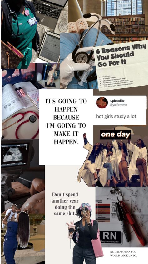 black woman nurse aesthetic mood board nursing student Lpn Nursing Student, Nursing School Inspiration, Midwifery Student, Nursing Motivation, Job Inspiration, Medical School Life, Nursing School Motivation, Nurse Study Notes, Nurse Aesthetic