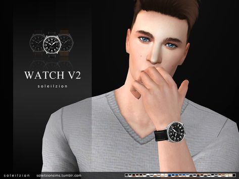 soleilzion's WATCH V2 - Leather - Mesh needed Sims 4 Cc Male Watch, Ts4 Accessories, Male Base, Sims Accessories, Sims 4 Male, Sims 4 Piercings, Pet Ball, The Sims 4 Pc, My Sims