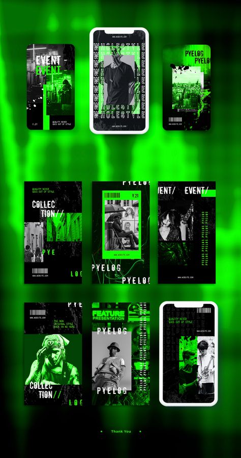 Neon Black Green - Social Media Stories | Behance Neon Green And Black Color Palette, Green Black Palette, Neon Green Branding, Green And Black Poster, Savage Squad, Cover Post, Design Title, Green Branding, Graphic Design Portfolio Cover