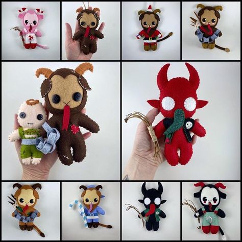 Holly on Instagram: "My Krampus shop update for #smallbusinesssaturday is now live! #shopupdate #hollysmakingstuff #shopsmall #smallbusiness #krampus #krampusdoll #krampusart #etsyshop #artdolls" Krampus Crafts Diy, Diy Krampus, Krampus Crafts, Krampus Crochet, Felt Krampus, Krampus Embroidery, Krampus Cross Stitch, Dark Christmas, Small Business Saturday