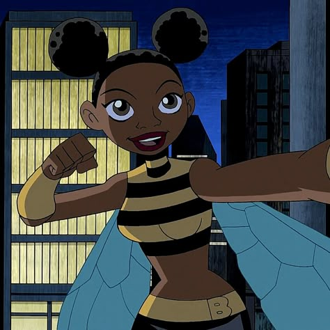 Iconic Black Cartoon Characters, Black Female Characters Movies, Iconic Black Characters, Bumblebee Teen Titans, Black Cartoons, Original Teen Titans, Black Pfps, Cartoon Pfp, Black Cartoon Characters