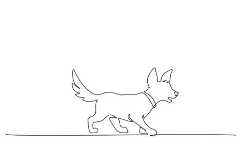 Dog Walking Drawing, Drawing Walking, Dog Vector Illustration, Dog Drawing Simple, Walking Dog, One Line Drawing, Dog Vector, Dog Drawing, Drawing Base