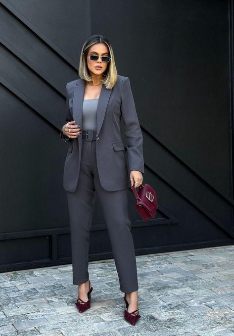 Formal Suits For Women, Dark Gray Suit, Charcoal Suit, Gray Coat, Suit Women, Grey Coat, Women Formals, Gray Suit, Formal Suits